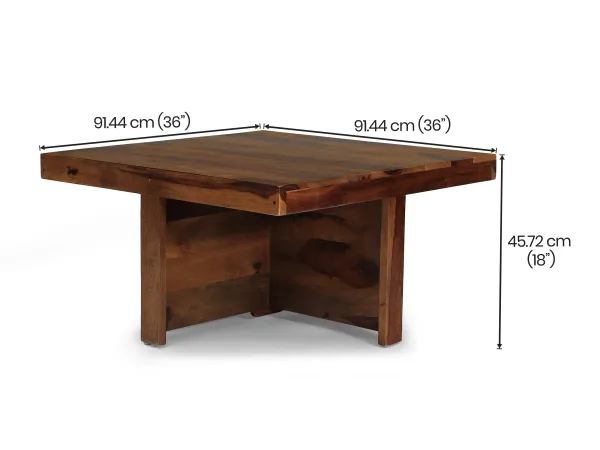 Vesta Solid Wood Coffee Table with 4 Stools